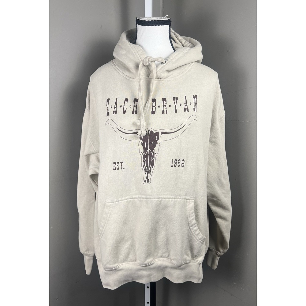Zach Bryan The Quittin Time Tour 2024 Hoodie Pullover Tan L Western 80/20 EUC